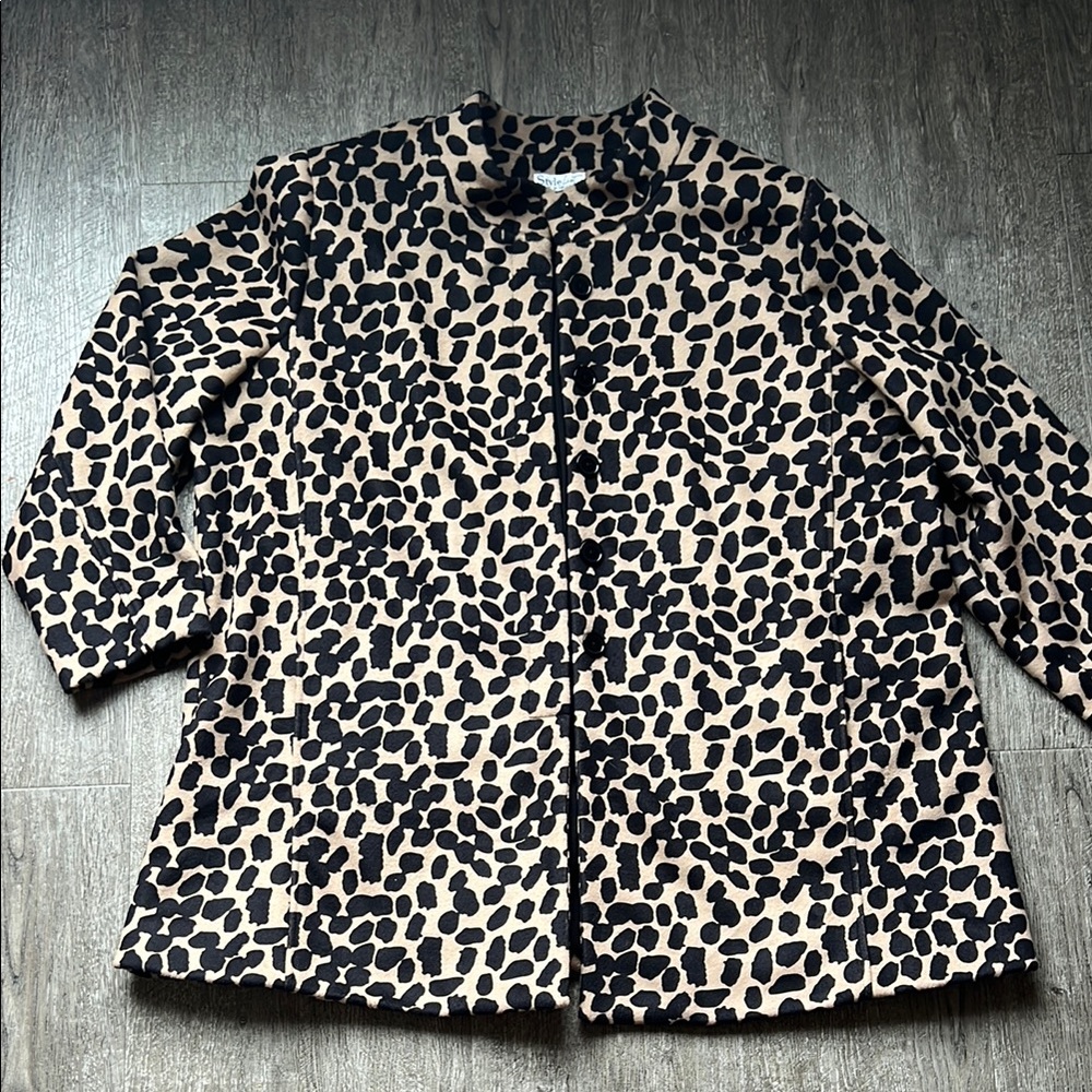 StyleList by Micaela Leopard Print Size 2X Animal Print Coat
